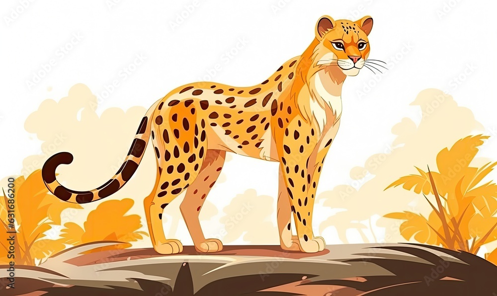 Photo of a majestic cheetah perched on a rocky outcrop in the lush jungle Photo of a majestic cheetah perched on a rocky outcrop in the lush jungle