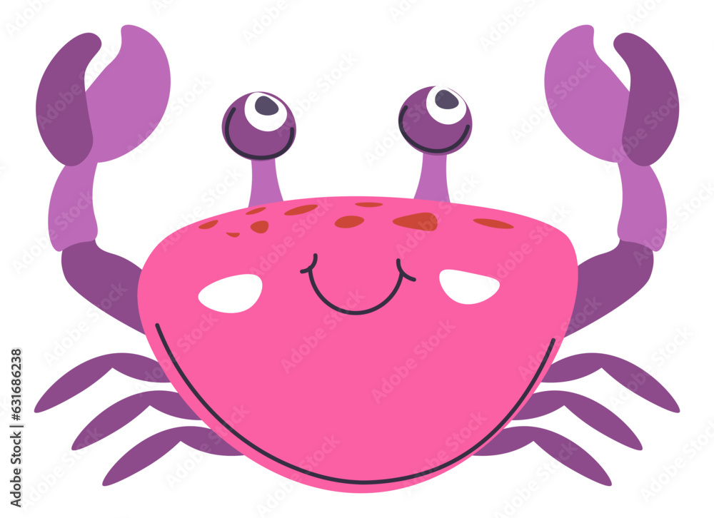 Crab funny personage with smile on muzzle vector Crab funny personage with smile on muzzle vector