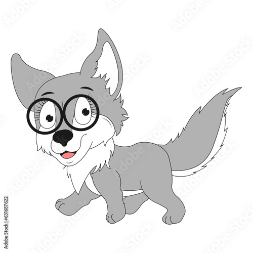 cute wolf animal cartoon illustration