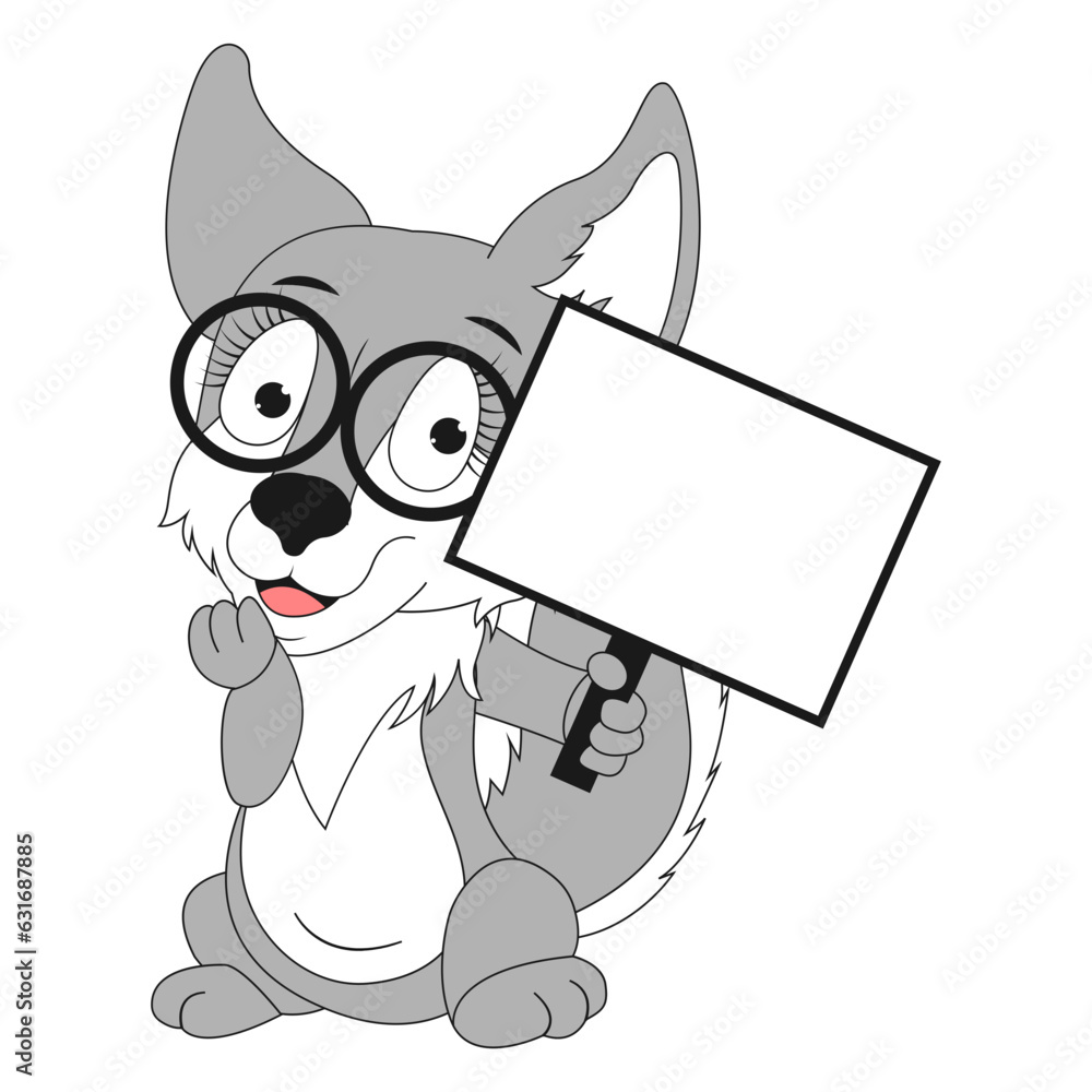 Obraz premium cute wolf animal cartoon illustration