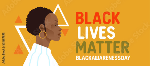 Black lives matter campaign banner with support black people to gain equal rights, human unity of different races, Stop racism, interracial awareness