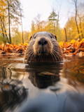 Beaver in its Natural Habitat, Wildlife Photography, Generative AI