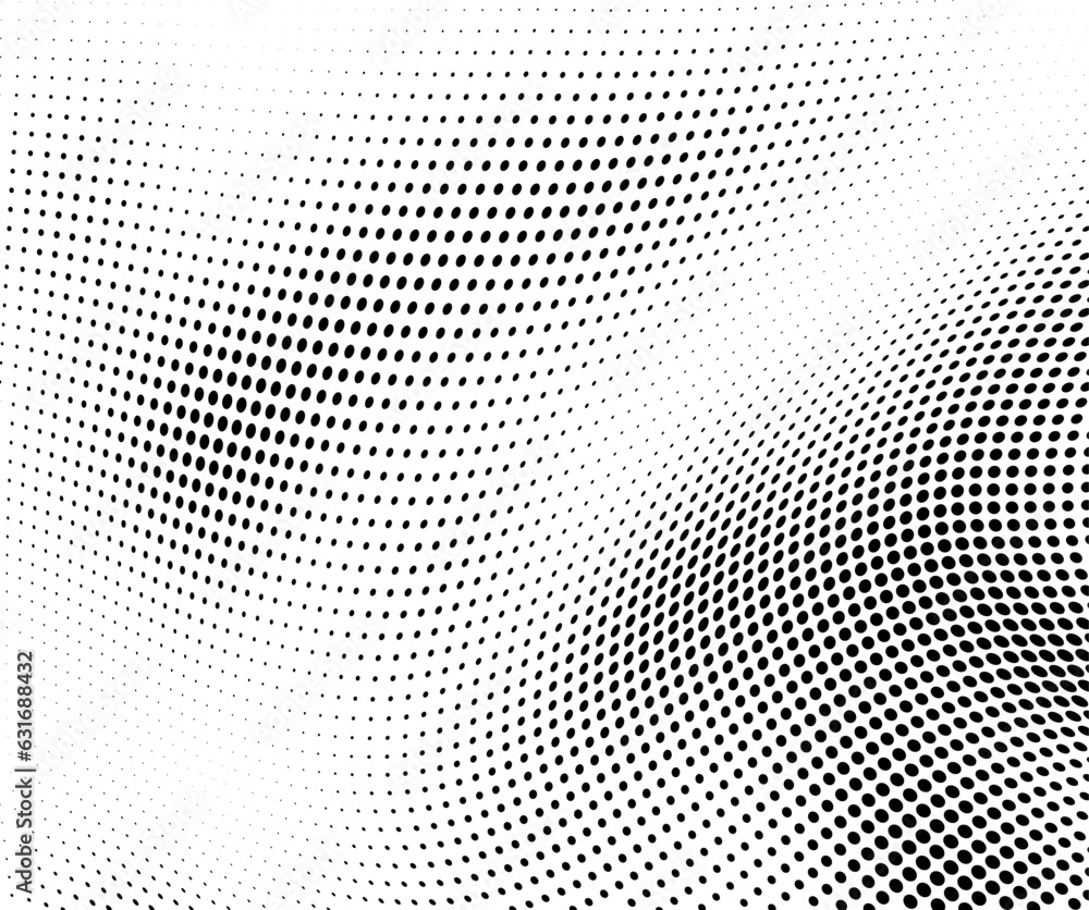 Background of black dots on white. Abstract halftone texture
