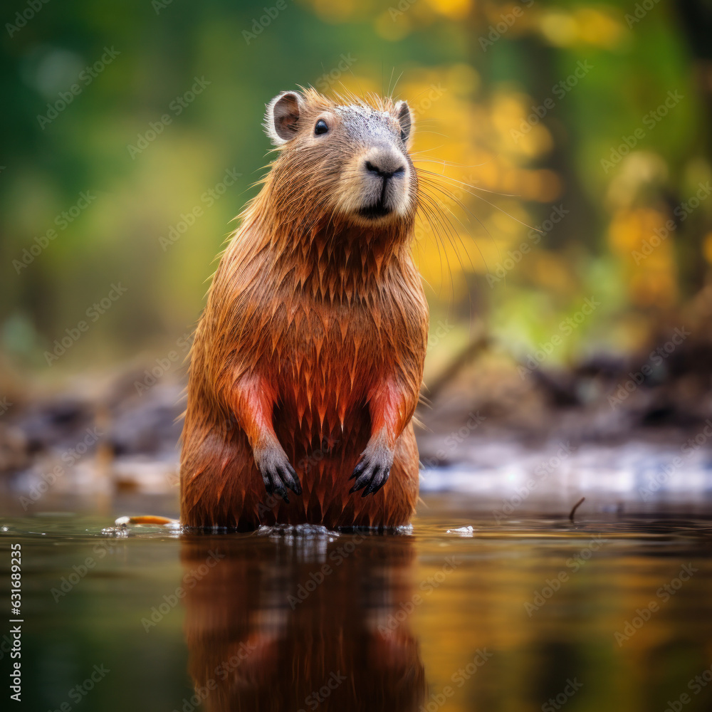 Capybara in its Natural Habitat, Wildlife Photography, Generative AI Capybara in its Natural Habitat, Wildlife Photography, Generative AI