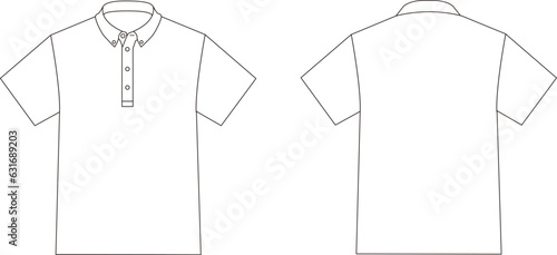 ボタンダウン Tシャツ 半袖 ポケット付き テンプレート 表裏 白