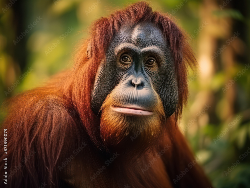 Orangutan in its Natural Habitat, Wildlife Photography, Generative AI Orangutan in its Natural Habitat, Wildlife Photography, Generative AI