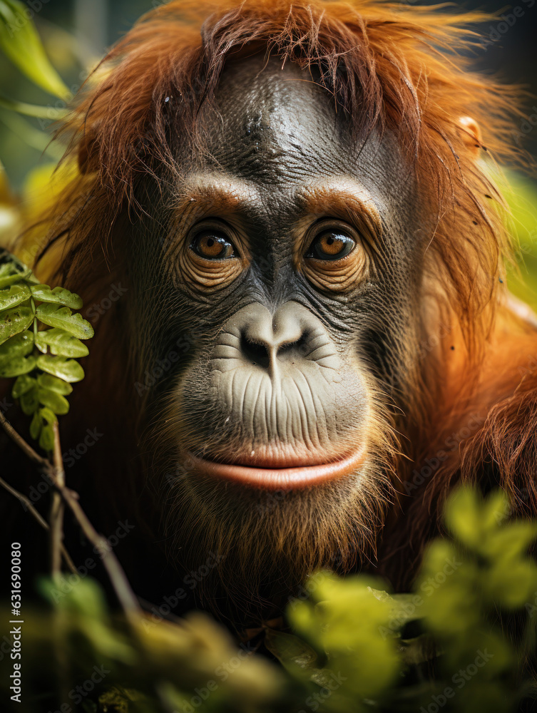 Orangutan in its Natural Habitat, Wildlife Photography, Generative AI Orangutan in its Natural Habitat, Wildlife Photography, Generative AI