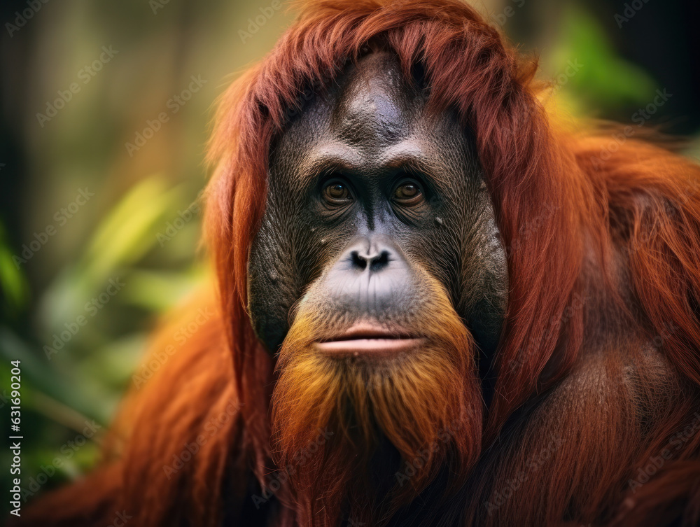 Orangutan in its Natural Habitat, Wildlife Photography, Generative AI Orangutan in its Natural Habitat, Wildlife Photography, Generative AI