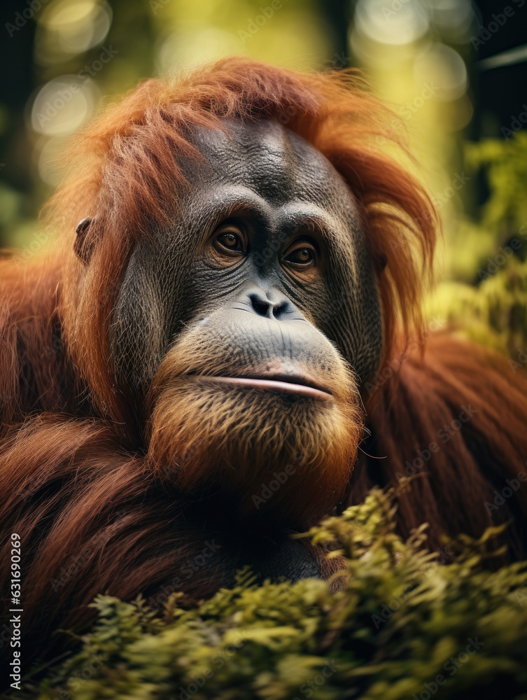 Orangutan in its Natural Habitat, Wildlife Photography, Generative AI Orangutan in its Natural Habitat, Wildlife Photography, Generative AI
