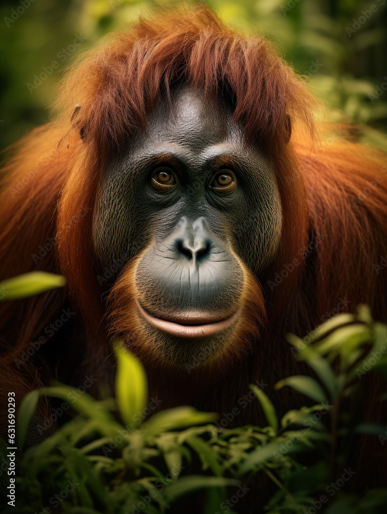 Orangutan in its Natural Habitat, Wildlife Photography, Generative AI Orangutan in its Natural Habitat, Wildlife Photography, Generative AI
