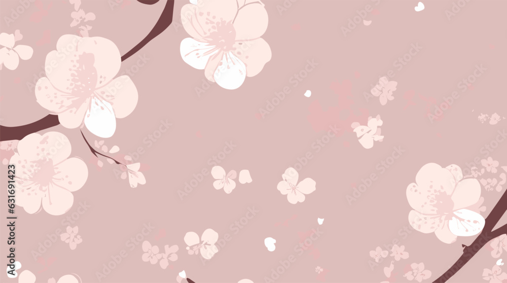 Editable-Customizable Sakura vector pattern. Delicate cherry blossoms on soft pink canvas. Ideal for wallpapers, cards, textiles & art.