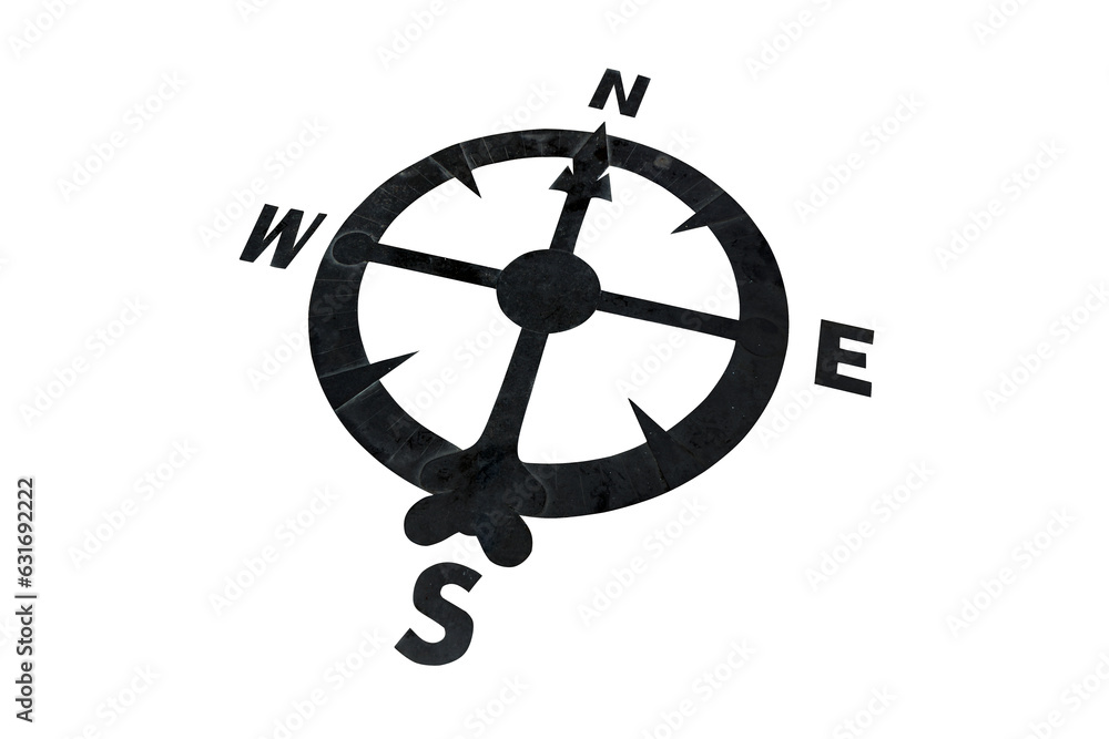 Obraz premium Cut out metal compass circle isolated on white background