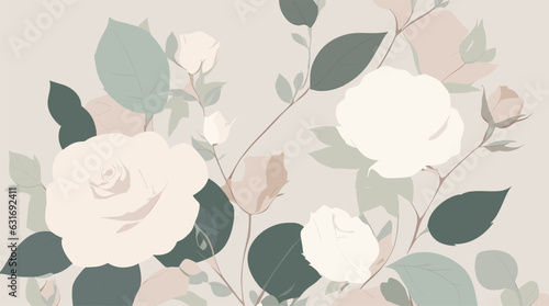 Embrace understated elegance with Muted Roses: delicate pink, muted green on beige. Perfect for refined decor, textiles, prints, crafts. Editable-Customizable.