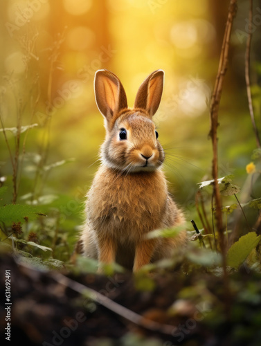 Rabbit in its Natural Habitat, Wildlife Photography, Generative AI