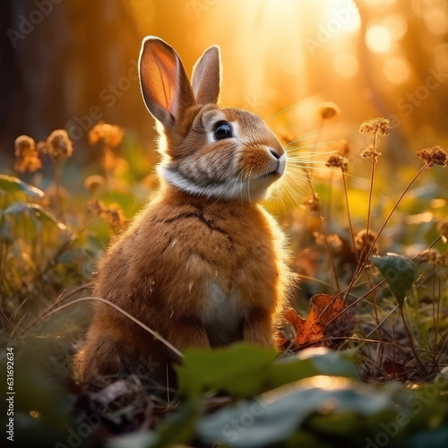 Rabbit in its Natural Habitat, Wildlife Photography, Generative AI