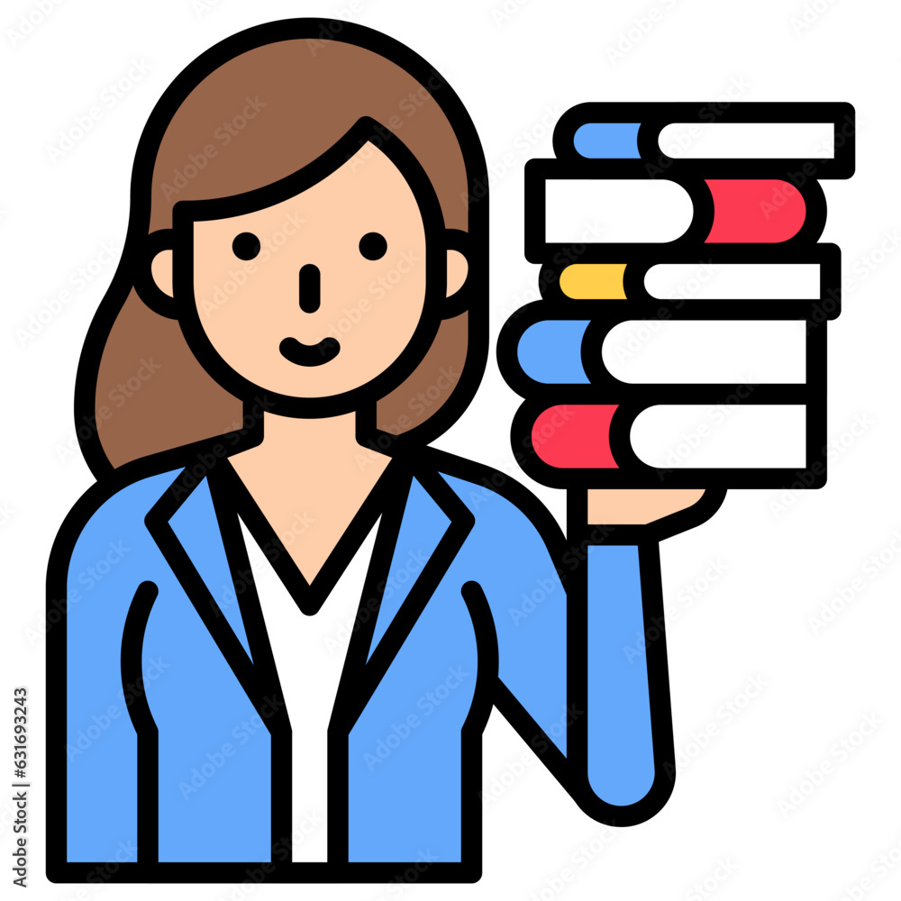 Female teacher carrying books icon, An avatar that is related to education Female teacher carrying books icon, An avatar that is related to education