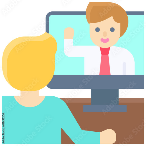 Online tutoring icon, An avatar that is related to education