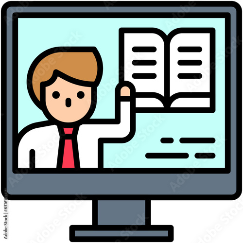 Online tutoring icon, An avatar that is related to education