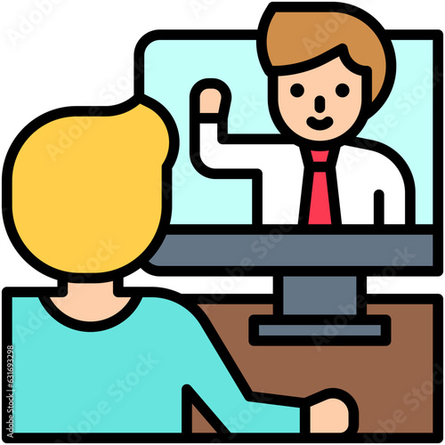 Online tutoring icon, An avatar that is related to education