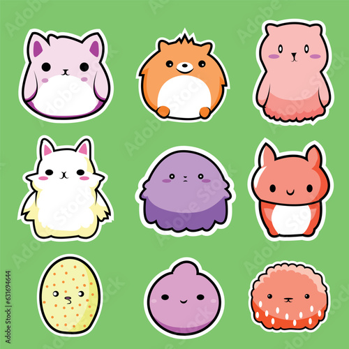 cute adorable chubby animals cartoon sticker set of 9 for children toys