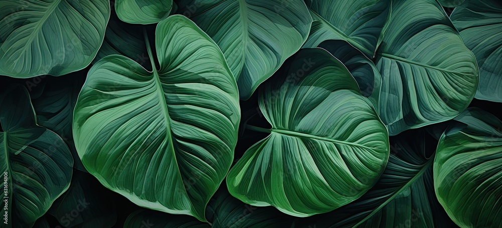 Textured nature backdrop with green leaf patterns inspired by tropical foliage. Concept of organic design and botanical elegance.