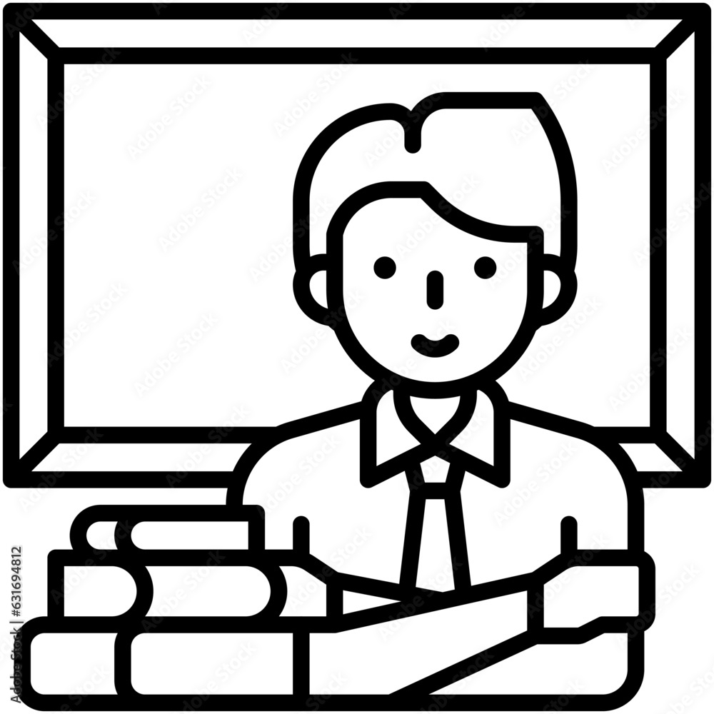 Teacher and blackboard icon, An avatar that is related to education vector Teacher and blackboard icon, An avatar that is related to education vector