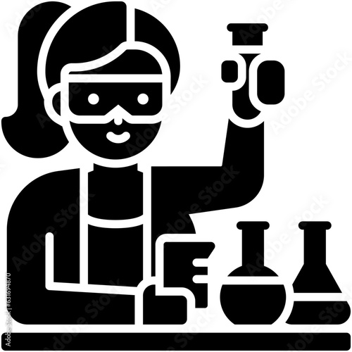 Woman researcher icon, An avatar that is related to education