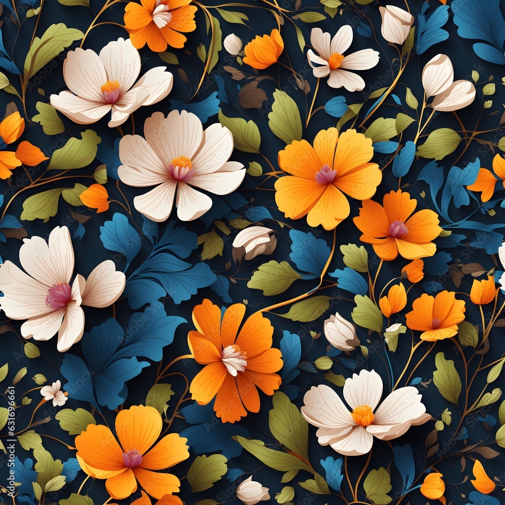 Flowers Pattern with Different Colors. AI Generative Flowers Pattern with Different Colors. AI Generative