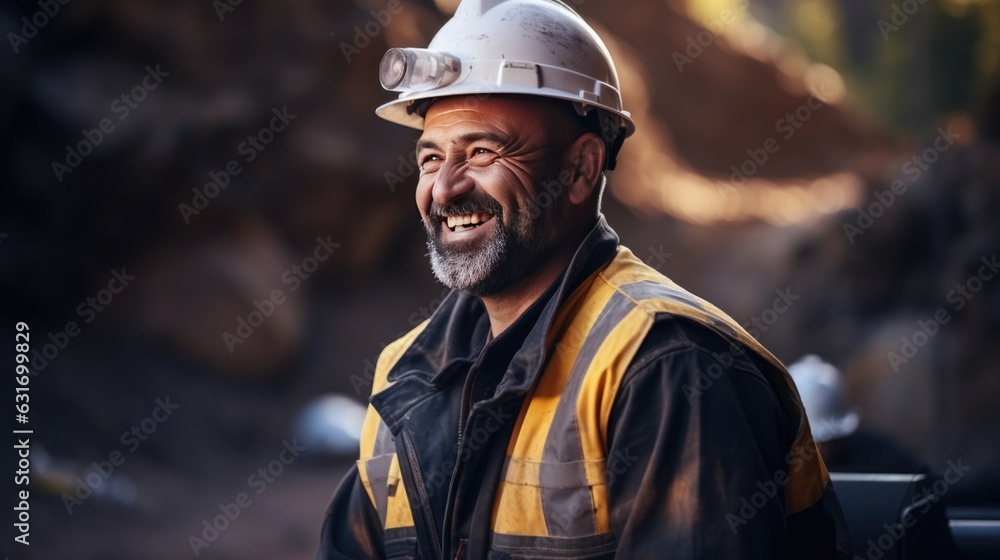 smile of Engineer man Technician Workers on mining district. smile of Engineer man Technician Workers on mining district.