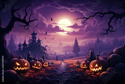 Halloween! Strangest sights I’ve ever,  Pumpkins, jack-o’-lanterns, costumes, spooky decorations, Generated with AI. photo