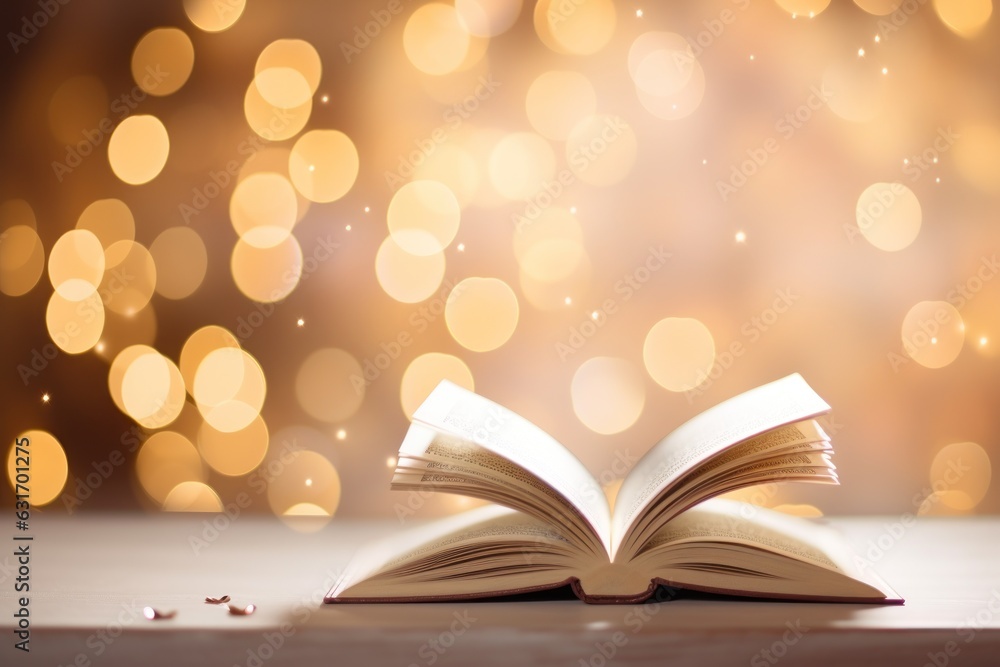 Paper book in the shape of a heart on a bokeh background. AI generated Paper book in the shape of a heart on a bokeh background. AI generated