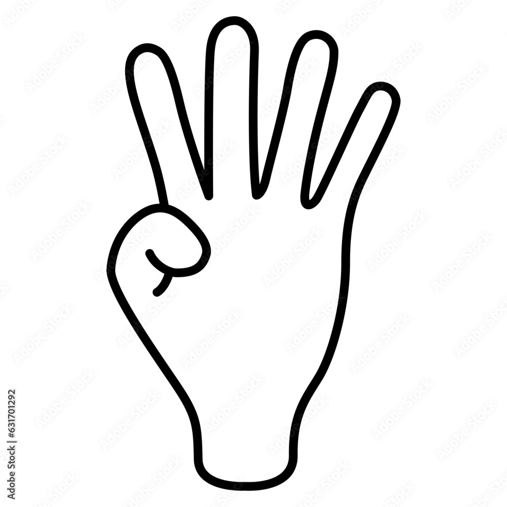 Four fingers hand gestures line icon Four fingers hand gestures line icon