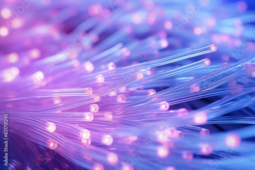 Fiber optics abstract background - Purple Blue Data Internet Technology Cable. AI generated