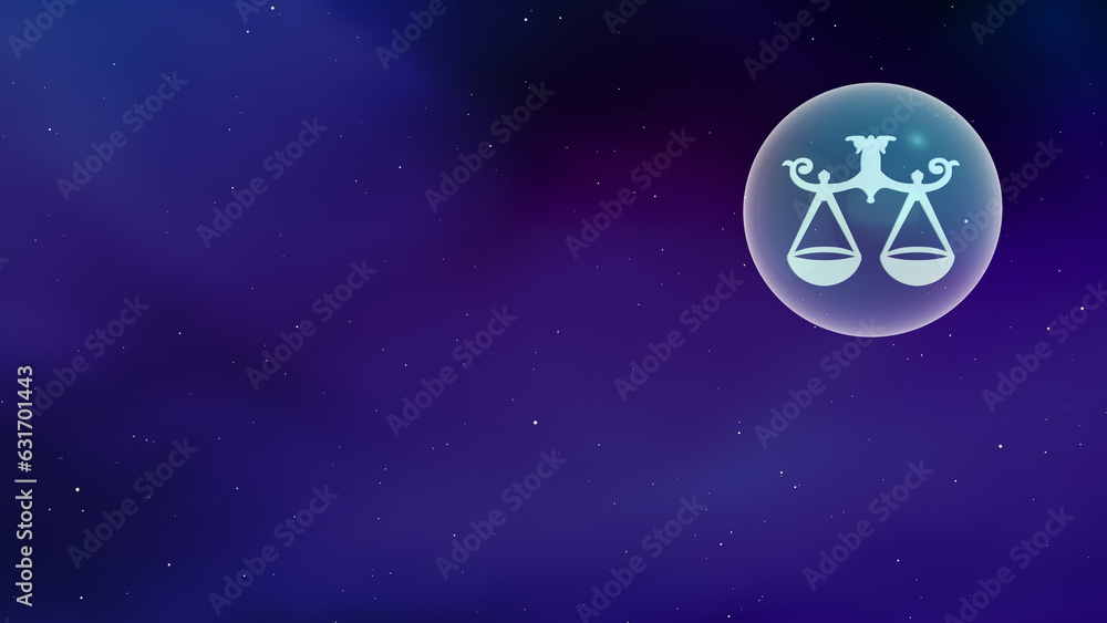 Glass sphere encasing the libra sign and a zodiac constellation Glass sphere encasing the libra sign and a zodiac constellation