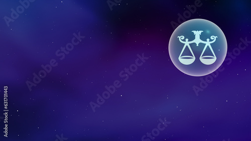 Glass sphere encasing the libra sign and a zodiac constellation 
