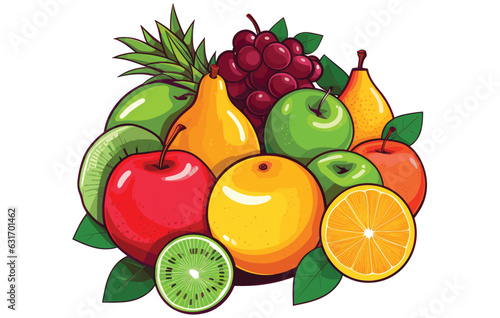 flat illustration of fruits vector  fruits drawn vector icons set   vector fruits  