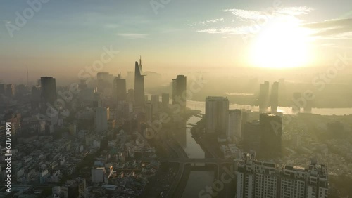 sunrise over the city , Ho Chi Minh city, Viet Nam 