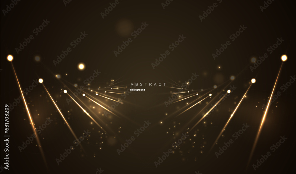 Flowing gold lines flare luxury abstract background. Shine glitter line vector design. Glowing celebration firework concept.	
