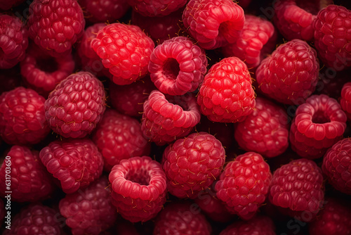 Lots of raspberries, detailed image