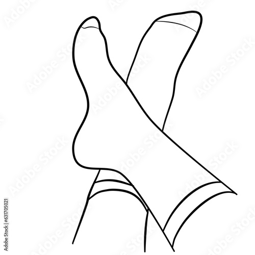 foot with socks line art 