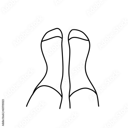 foot with socks line art vector illustration