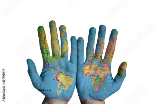 world map on hand painted watercolor painted isolated no background