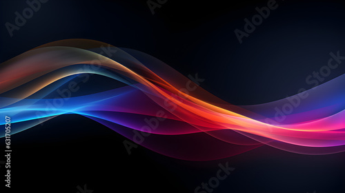 Abstract flowing curve background banner, dark background