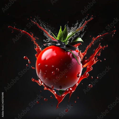 fruit and vegetable splash fictitious isolated on black background