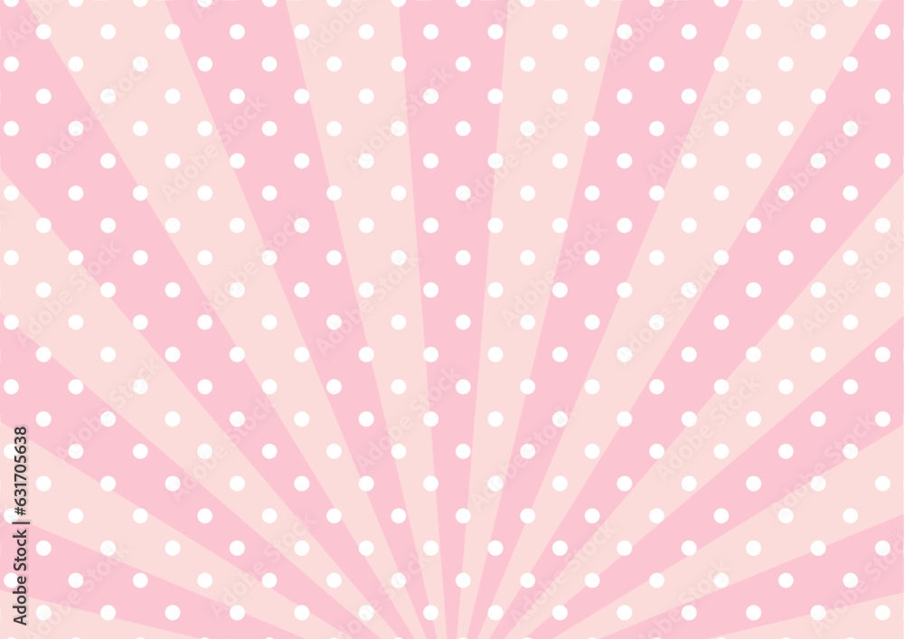 かわいいポップなドットの集中線 ピンク　ベクター　背景　横　横長