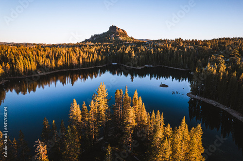 devils peak and lake at sunset near Donner Pass, California photo