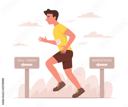 Male Runner Athlete Enjoying with Marathon Running