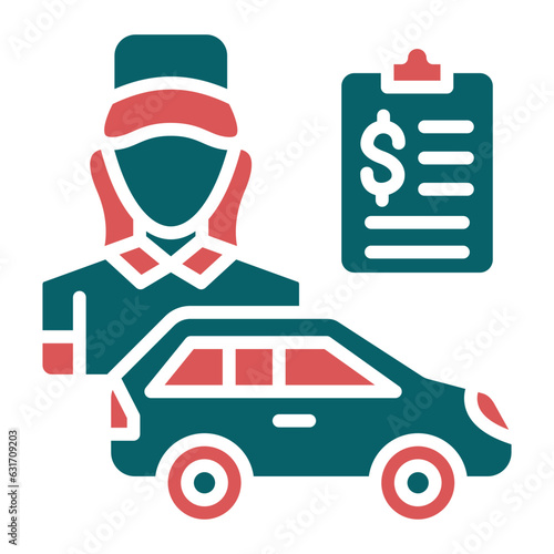 Vector Design Car Saleswoman Icon Style