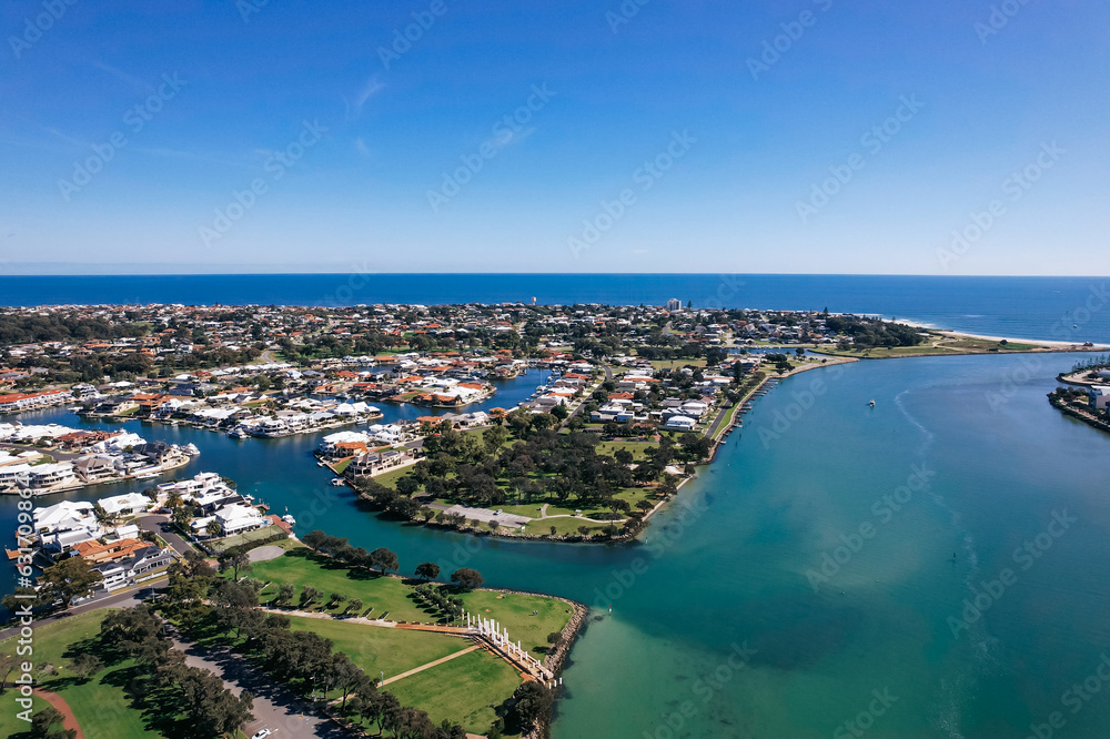 Aerial view of the Mandurah canals and the Peel Harvey Estuary