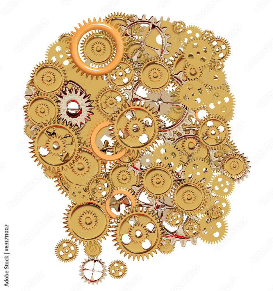 brain human head of gears system education thinking power - 3d rendering brain human head of gears system education thinking power - 3d rendering